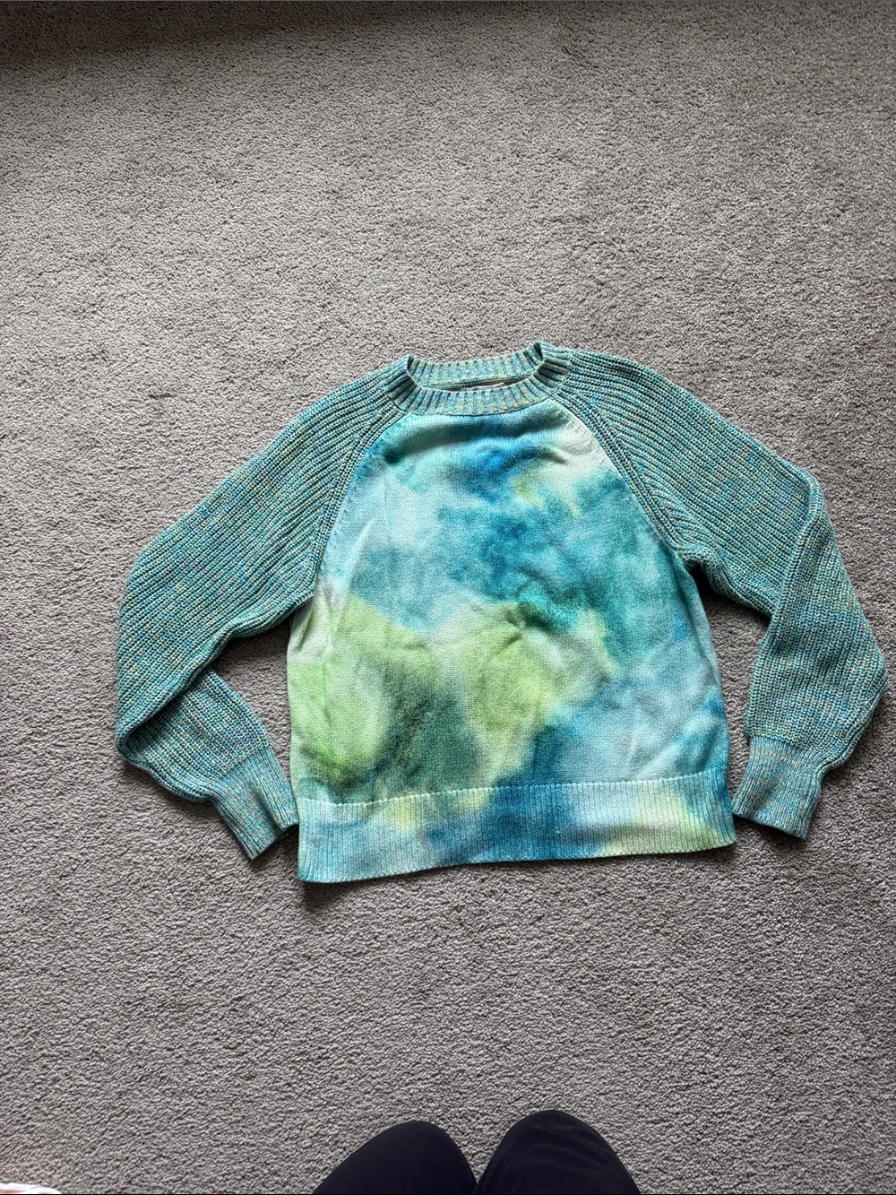 Anthropologie Watercolor -Dye Blue & Green Women's Knit Sweater - Picture 3 of 4